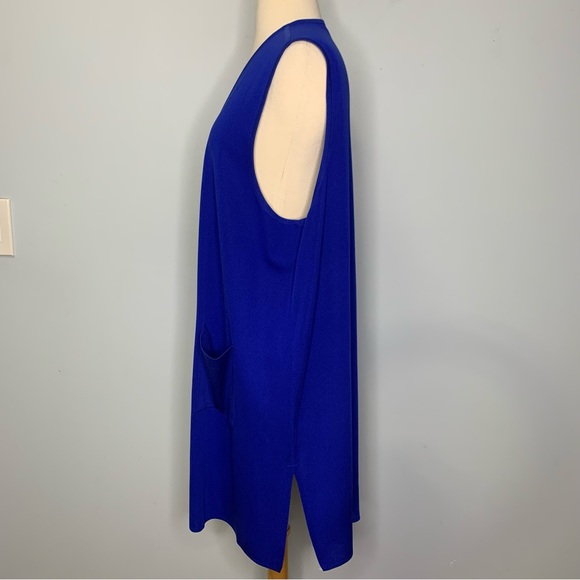 Exclusively Misook Petite Cobalt Blue Stretch Knit Open Front Sweater Vest 2XLP - Picture 3 of 7